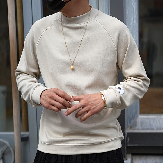 Winter simplicity double -sided velvet bottoming shirt men with thick warmth and warm trend semi -high -necked long -sleeved T -shirt tide card