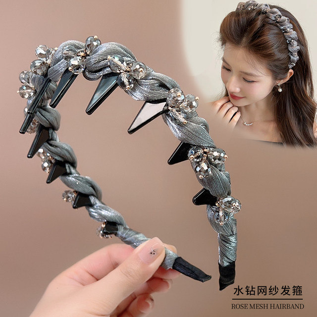 South Korea's Dongdaemun, the same organza crystal toothed wavy hairband for women, versatile high-ceiling face wash headband hairpin