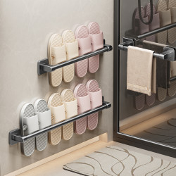 Bathroom Slipper Rack, No-Drill Bathroom Storage Rack, Shoe Storage Organizer, Toilet Wall-Mounted Drainage Rack