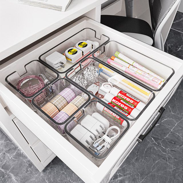 Drawer partition storage box built-in acrylic transparent desk learning ...
