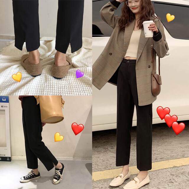Loose falling cigarette pants for women 2025 autumn and winter new large size fat girl mm black nine-point pants straight suit pants