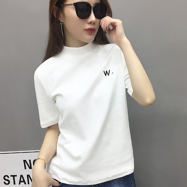 European station short-sleeved t-shirt women's 2024 spring new Korean ...