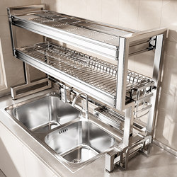 New Stainless Steel Sink Rack Above the Kitchen Sink, Multifunctional Dish Storage and Draining Rack