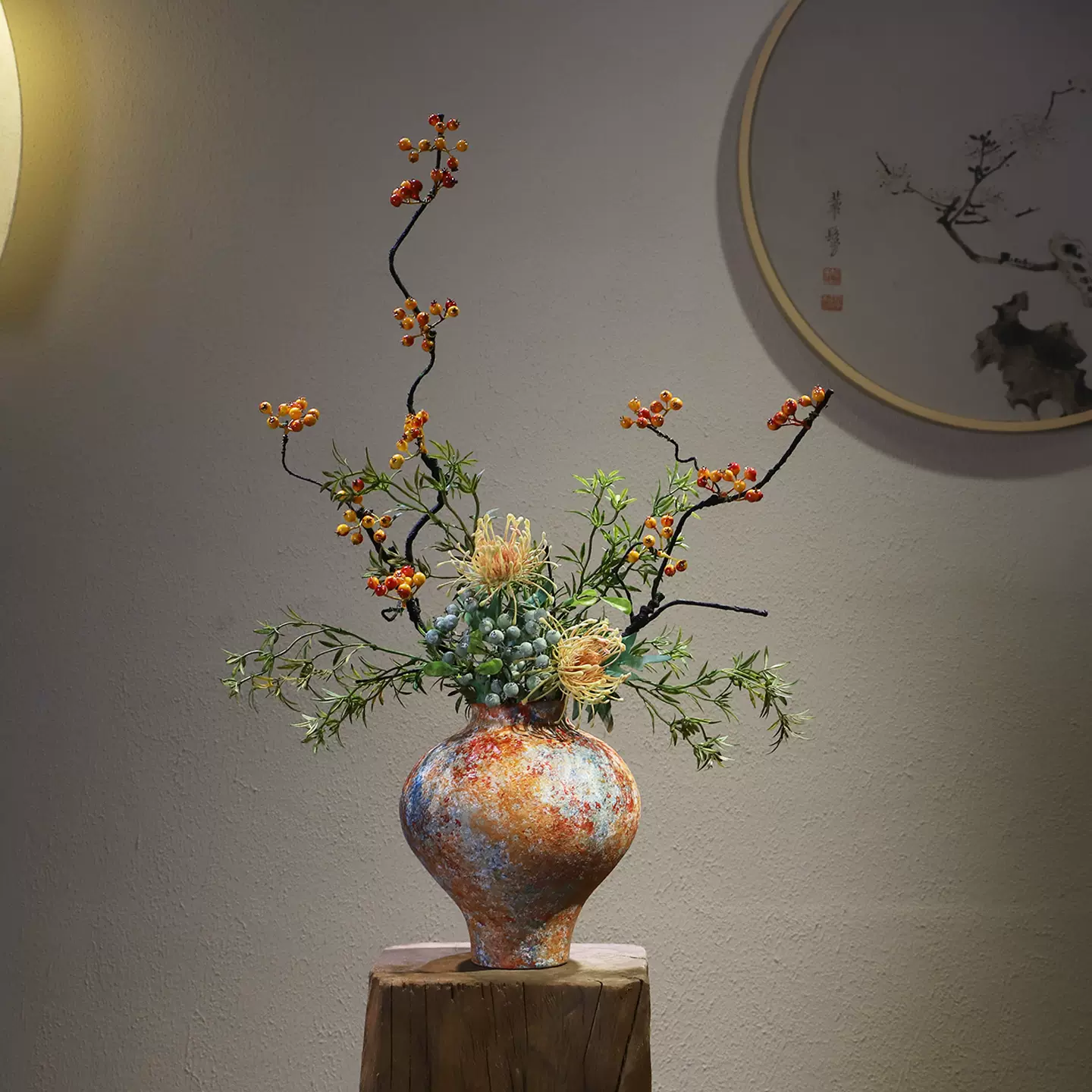 陶瓷花瓶中式宋代美学禅意摆件民宿酒馆侘寂中古复古法式创意