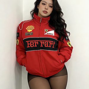 
F1 embroidered racing suit couple American unisex full style 10000 needle embroidered cycling suit college same style cotton suit