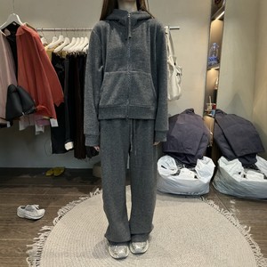 JVV SISTER temperament casual suit women's 2025 winter new velvet hooded sweatshirt casual pants two-piece set