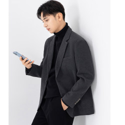 Winter Casual Woolen Suit Jacket for Men, 2025 New Style, Short Korean Version, Cool and Stylish, Machine Washable Small Suit