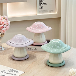 Mushroom Cream Bowl and Plate Set, Household Tableware Set, Single-Serving Bowl and Plate Gift Box, Birthday Gift for Female Friends