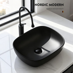 Matte Black Creative Countertop Basin Modern Italian Ceramic Art Washbasin Home Bathroom Countertop Basin Washbasin
