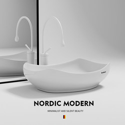 Modern Minimalist Art Countertop Basin White Washbasin Bathroom Basin Nordic Hotel Creative Washbasin