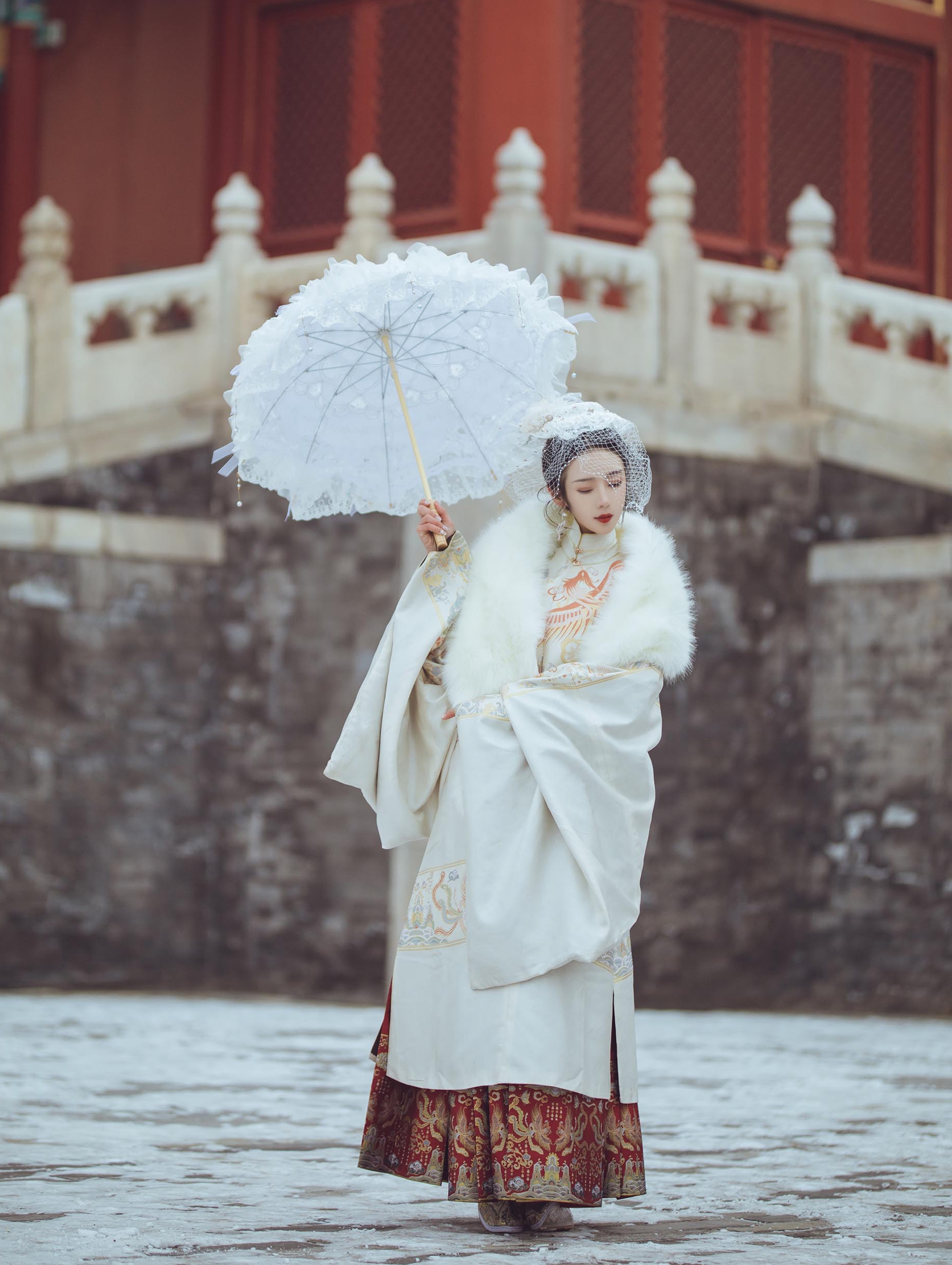 Tingyue Xiaozhu 女性用赤い漢服ウェディングドレス - 中国風