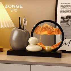 Pen Holder with a Light Luxury and High-End Feel, Sand Art Decoration, Creative Office Desktop Mood Stabilizer, Gift for Teachers, 2026 New Model