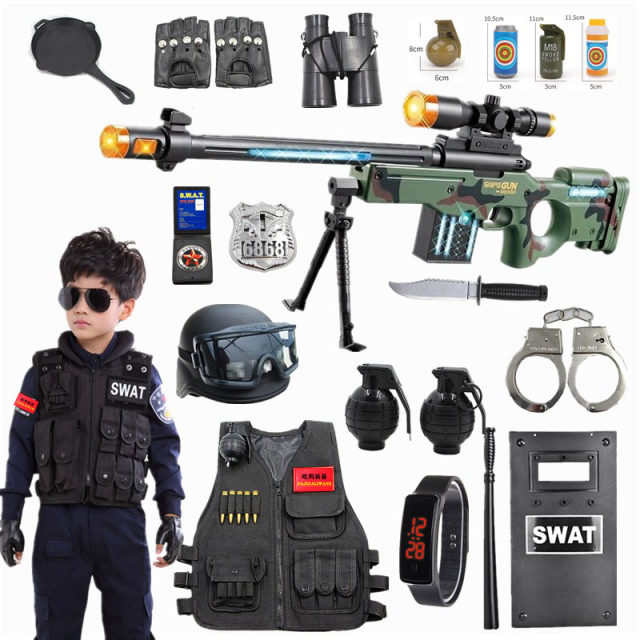 Children's police toy gun full set real-life chicken equipment special ...