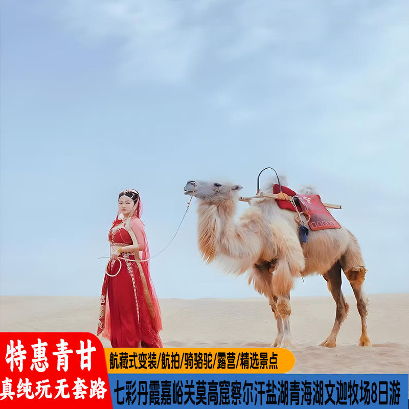 青海甘肃8日跟团游七彩丹霞嘉峪关莫高窟察尔汗盐湖青海湖文迦牧