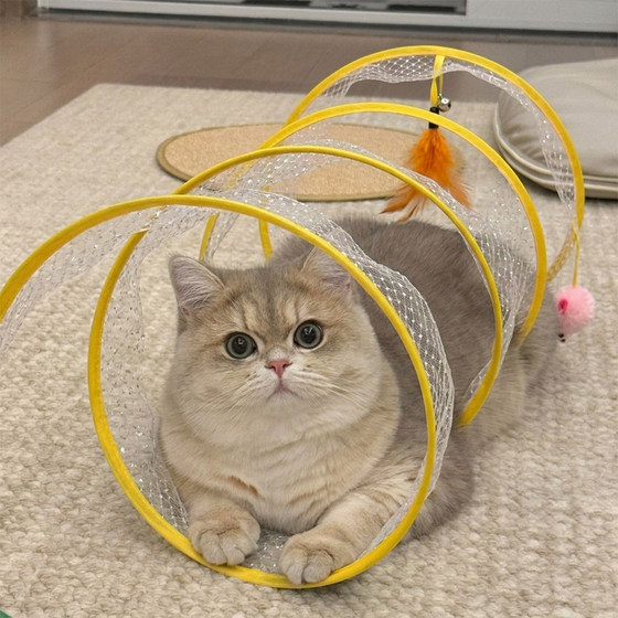 Cat Toy Tunnel Funny Stick Self-Entertainment Relieve Boredom Mouse Feather Pet Cat Energy-consuming Artifact Pet Supplies