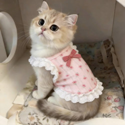 Cat Clothes, Summer Thin Floral Vest, Breathable, Not Stuffy, Anti-Shedding, Small Dog Clothes, Air-Conditioned Clothes