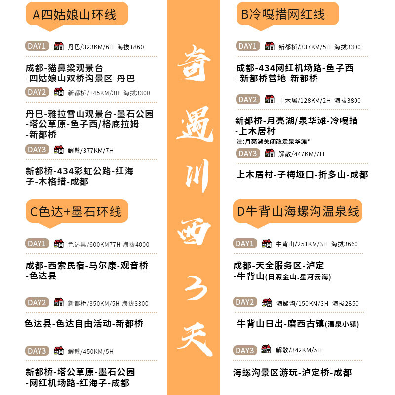 2-8人纯玩团川西小环线3日冷嘎措色达牛背山四姑娘山川西跟团游