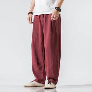 Chinese style men's clothing Tang clothing linen pants men's casual loose large size wide -legged Haron pants trousers youth trousers