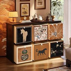 Medieval-Style Storage Box, Kalek Grid Cabinet, Non-Rattan Storage Box, Organizing Box, Fabric Storage Basket, Foldable
