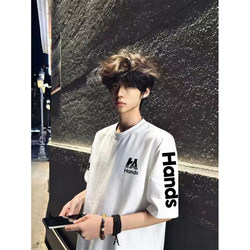 American High Street Style Letter Embroidery Heavyweight Pure Cotton Short-Sleeve T-Shirt for Men, 2026 New Summer Loose Top for Teenagers