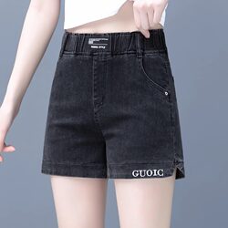 Elastic Waist Denim Shorts for Women, Summer Thin Style, 2026 Plus Size, Slimming, Versatile A-Line Straight Hot Pants, Trendy