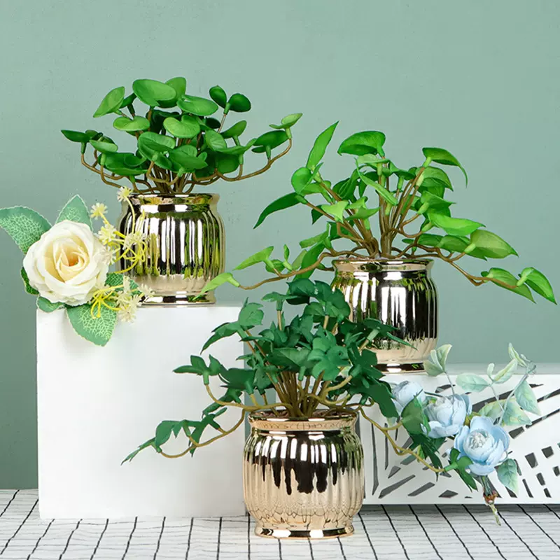 新中式轻奢绿萝仿真花盆景摆件家居装饰品客厅绿植花卉