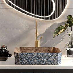 Ceramic Countertop Washbasin, Vintage Art Basin, Countertop Washbasin for Balcony, High-End Rectangular Outdoor Basin