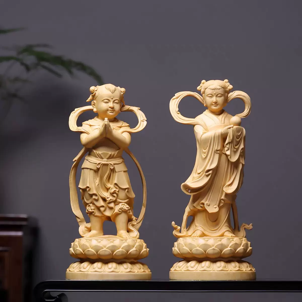 極美品 ☆木彫り 九天玄女 黄楊木 木彫り神像騎鳳踏鳳