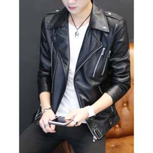 
Fashion brand motorcycle leather jacket for men's genuine leather spring and autumn new Korean style slim and handsome personality short leather jacket thin jacket