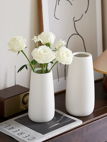 Простая современная белая керамическая ваза Высококачественный смысл Ins feng Shui выращивал цветы сушеные цветы гостиная цветочные украшения украшения украшения