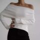 European and American style autumn and winter knitted base shirt sexy off-shoulder top Knitted off shoulder sweater