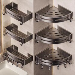 Space Aluminum Punch-Free Bathroom Bathroom Triangle Shelf Wall-Mounted Toilet Toilet Wash Wall Storage