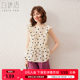 White Deer Speech Polka Dot Print Small Flying Sleeve Shirt Summer New Fashion Temperature Wrinkled Stand Collar Pullover Shirt Women