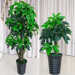Money Tree Simulated Green Plant Floor-Standing Large Artificial Tree Potted Indoor Living Room Hotel Company Fortune Plastic Decorative Flower