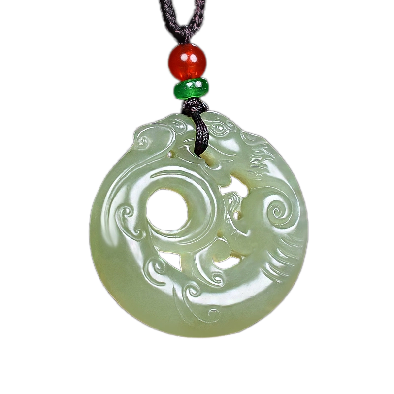 和田玉雙面仿古龍形吊墜生肖龍牌男女通用復古玉佩