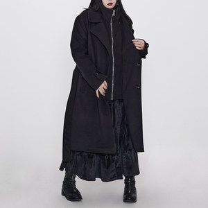 
Yinmi new winter fake two-piece design long double-sided nylon double-breasted loose slimming windbreaker coat