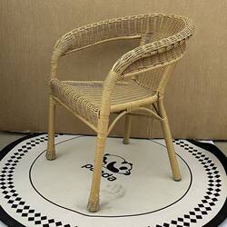 Single Rattan Chair, Trendy Balcony Leisure Chair, Small Apartment Household Outdoor Faux Rattan Woven Chair, Light Luxury Elderly Chair