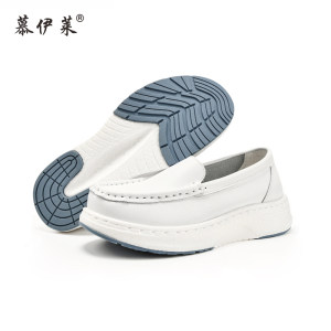 Muylai leather popcorn outsole nurses shoes white four seasons, breathable, mute, non -slip, not tired feet
