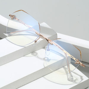 
New Anti-Blue Light Rimless Glasses Frames Irregular Cut Edge Glasses Frames Internet Celebrity Glasses Fashionable Flat Glasses