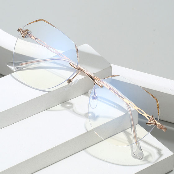 
New Anti-Blue Light Rimless Glasses Frames Irregular Cut Edge Glasses Frames Internet Celebrity Glasses Fashionable Flat Glasses