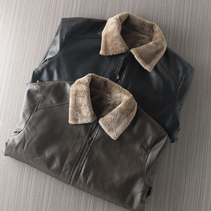 
Light luxury for winter in the north! Imitation fur all in one! Foreign trade men's autumn and winter composite velvet warm cotton and leather jackets