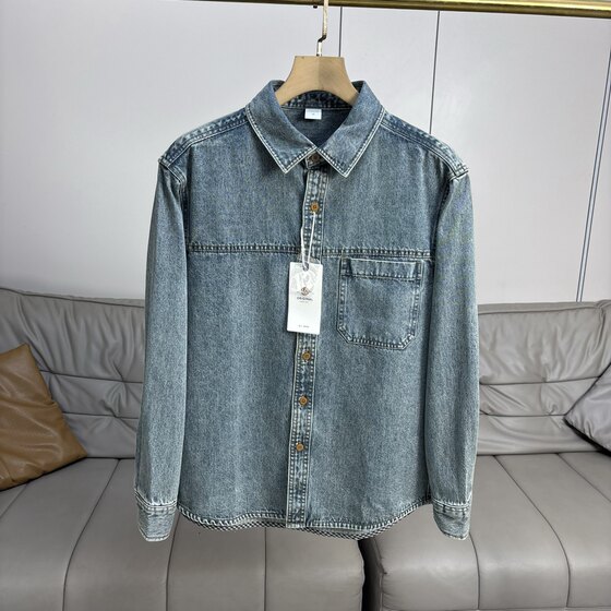 
American style ~ retro washing nostalgia! Foreign trade men's autumn versatile casual lapel long-sleeved denim shirt jacket