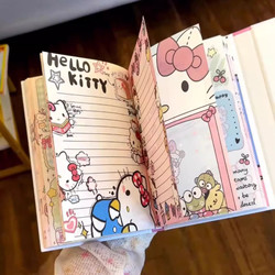 Notebook with a Girly Heart, Kt Cat Design, Cute and High-Value, Suitable for Gifting, Planner for Elementary School Students, 70% off-Layer Hollow Diary Notebook