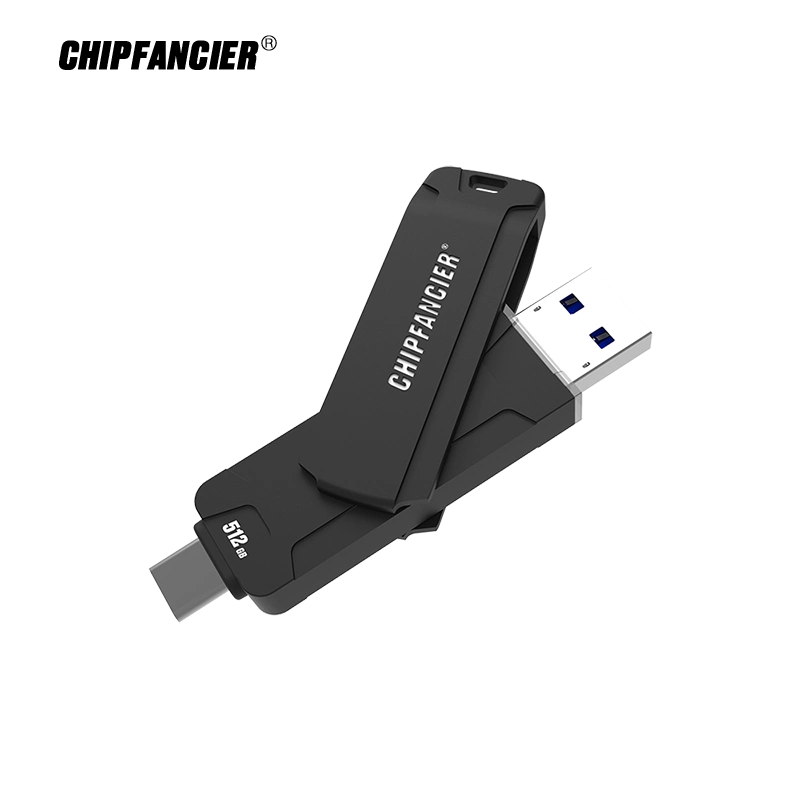 CHIPFANCIER USB 3.1 type-c 500GB SSD金属外壳 SE D 雙接口512GB固態U盤TYPE-C Win To Go USB3.1金屬旋轉外殼