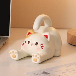Cute Three-Striped Cat Phone Stand Ornament, Office Desk Decoration, Workstation Mood Stabilizer, Birthday Gift for Women