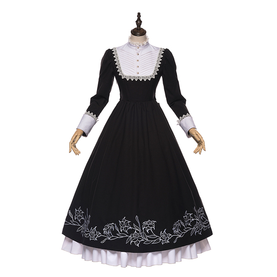 slim fit dress slacks Black maxi dress with circle skirts. Golden color detail in neckline –  GUNTINA main image 0
