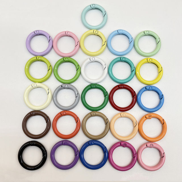 Candy color paint dripping oil spring coil color open spring buckle small round metal hanging buckle accessories accessories