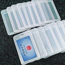 Id Card Protective Cover, Hard-Shell Double-Sided Transparent Bank Card Holder with Lanyard, Work Id Card, School Id Card, Meal Card Holder