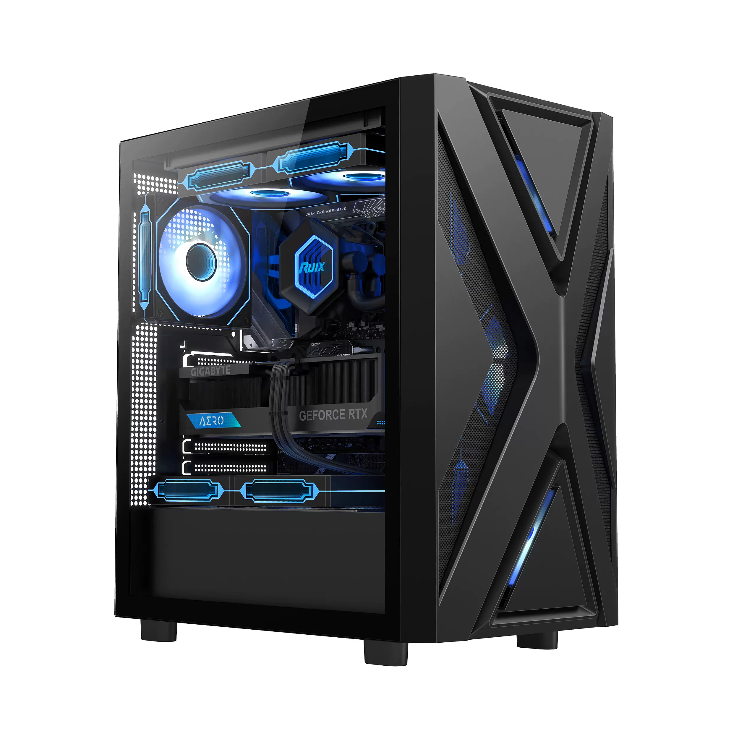 积至evesky 雷神 电脑机箱台式主机箱侧透游戏360水冷atx大板机箱