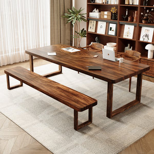 
South American walnut solid wood large desk simple modern home long desk study table living room office workbench